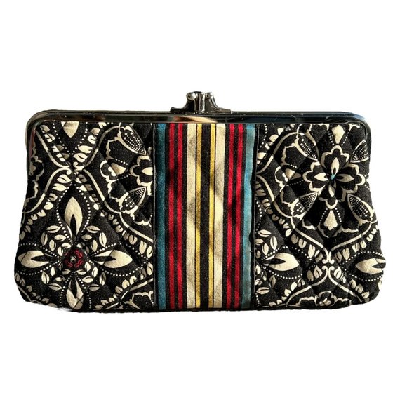 Vera Bradley Handbags - Vera Bradley Black/White Multi Color Clutch Hinge Wallet